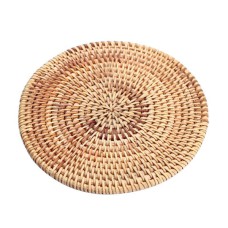 Round Rattan Drink Coaster Natural 16 cm