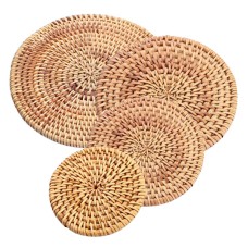 Rattan Drink Coaster Natural Set Of 4