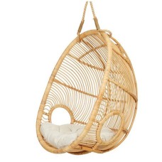 Rattan Valeria Hanging Chair White Cushion