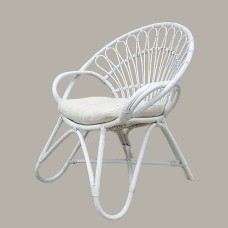 White Rattan Sun Flower Chair With Cushion