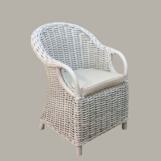 White Rattan ALDA Chair With Cushion