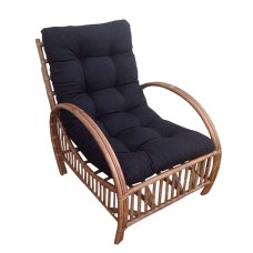 Brown Rattan GEORGIO Chair Black Cushion