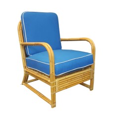 Rattan ISABELLA Chair Blue Cushion