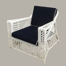 White Rattan LUCIANA Chair Black Cushion