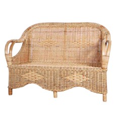 Brown Wash Rattan BIANCA Sofa Two Seater