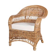 Rustic Rattan NATALIA Chair With Cushion