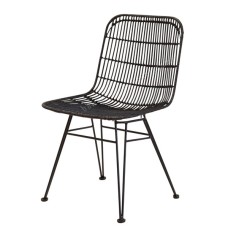 Black Rattan SALMA Dining Chair