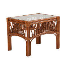 Brown Rattan PAOLA End Table Glass