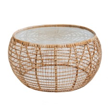 Natural Rattan JULIA Lounge Table Glass