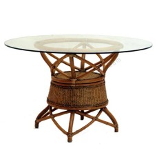 Rattan Dining Table BELINDA With Glass