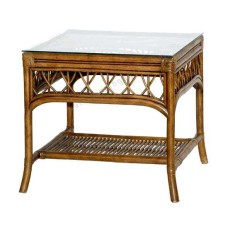 Rattan End Table MARCONI With Glass