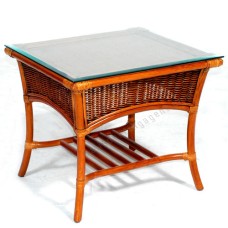 Rattan End Table LOZANO With Glass