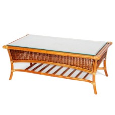 Rattan Coffee Table LOZANO With Glass