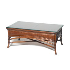 Rattan Coffee Table LANZA With Glass