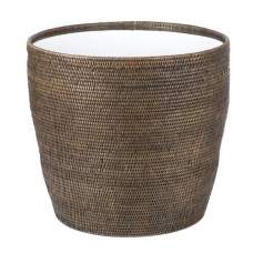 Grey Rattan VICTORIA Table Clear Glass