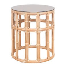 Rattan NORA Side Table Black Glass