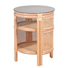 Rattan CAROLINA Side Table Black Glass