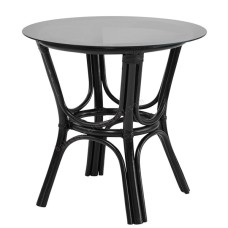 Rattan PATRICIA Side Table Black Glass