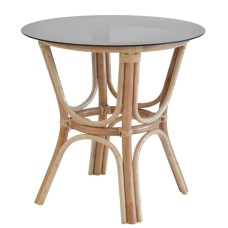 Rattan PATRICIA Side Table With Glass