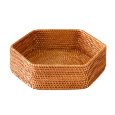 Hexagonal Rattan Bread Tray 57 cm