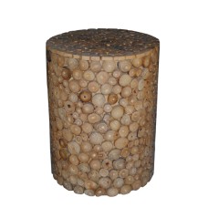 Coffee Wood Mosaic Stool Natural 45 cm