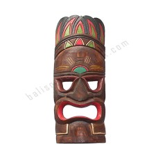 Wood TIKI Mask Brown Red Black Green 50 cm