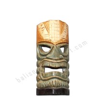 Wood TIKI Mask Black Grey Brown 30 cm