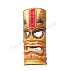 Wood TIKI Mask Beige Red Painted 30 cm