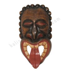 Wood TIKI Face Brown Red Painted 40 cm