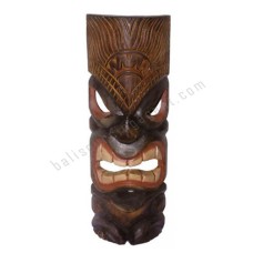 Wood TIKI Mask Antique Brown White 50 cm