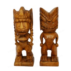 Wood Tiki God Totem Sculpture Set 30 cm