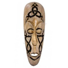 Wood African Mask Black White Dots 45 cm