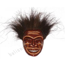 Wood Mask Brown With Black Hair 30 cm