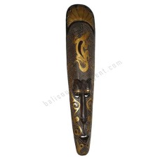 Wood Mask Gecko Antique Gold 100 cm