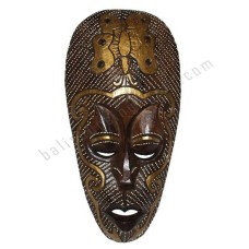 Wood Mask Butterfly Antique Gold 35 cm