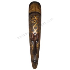 Wood Carved Mask Dark Brown Gold 100 cm