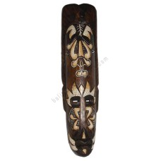 Wood Painted Tribal Mask Dark Brown 50 cm