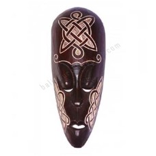 Wood Carved African Mask Dark Brown 50 cm