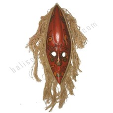 Wood Red Primitive Mask With Hair 50 cm