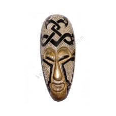 Wood African Mask Black White Dots 35 cm