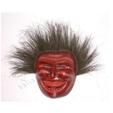 Wood Mask Red With Black Hair 30 cm