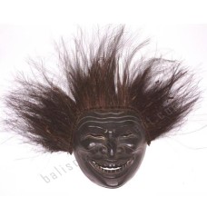 Wood Mask Black With Black Hair 30 cm