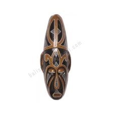 Wood Tribal Mask Brown Black White 30 cm