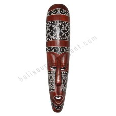 Wood Mask Red Black Grey Painted 50 cm