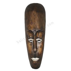 Wood Mask Antique Brown White 60 cm