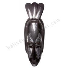 Wood Black Silver Primitive Mask 50 cm