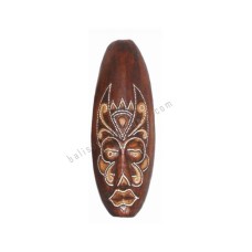 Wood Tribal Mask Painted Dark Brown 30 cm