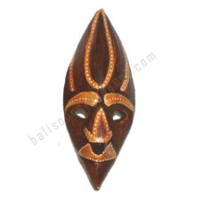 Wood African Mask Dark Brown Dots 30 cm