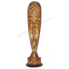 Wood African Mask Brown On Base 100 cm