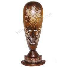 Wood Carved African Mask On Base 65 cm